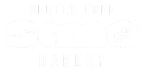 Logo piekarni SANO Gluten Free - Litera 'o' przekreślona, z otworem stylizowanym na kłos